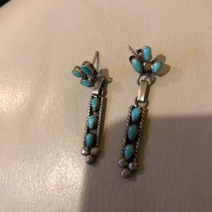 Turquoise Silver Dangle Earrings